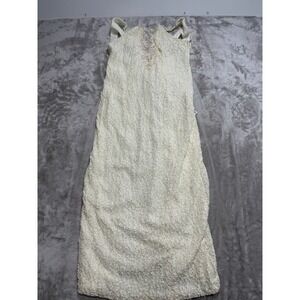 CeLavie Formal Dress Women's Size XL Cream Ivory Lace Beaded Sleeveless USA EUC